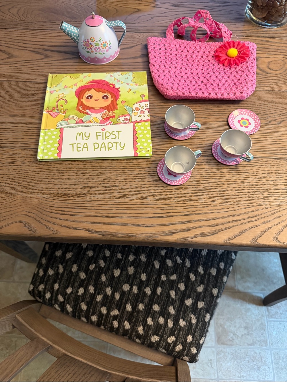 Kids Pink Crochet Handbag and Tea Set Playset - My First Tea Party